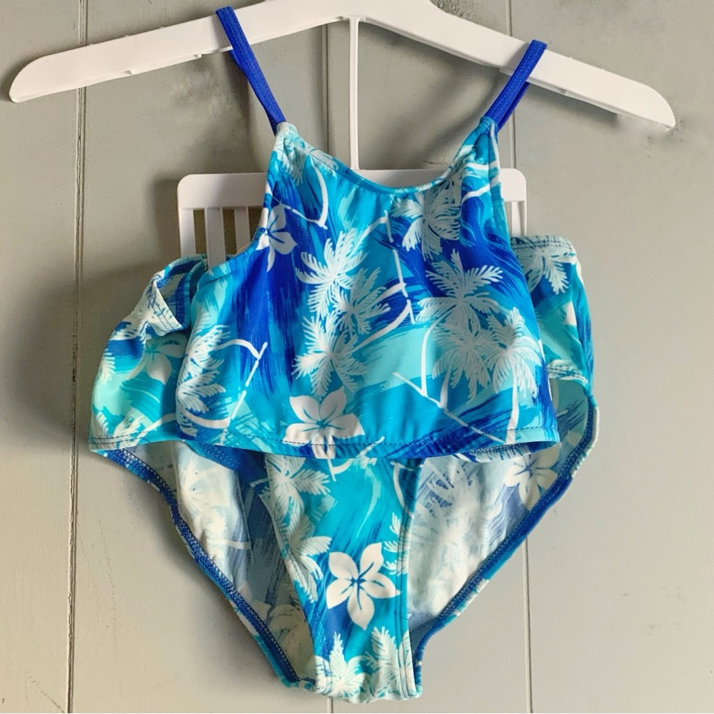 Tropical Blue Girls 2Pc Swim Set Size 12